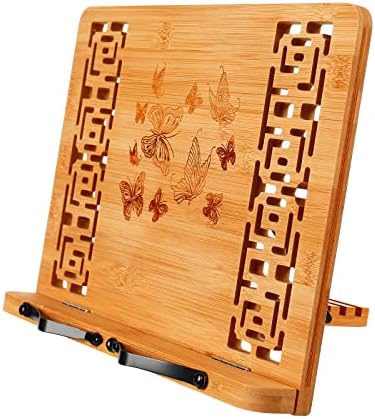 MEGREZ Bamboo Book Stand with Butterfly Design 1