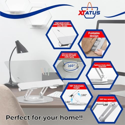 XTATUS Book Stand Adjustable 360 Rotating Foldable Design
