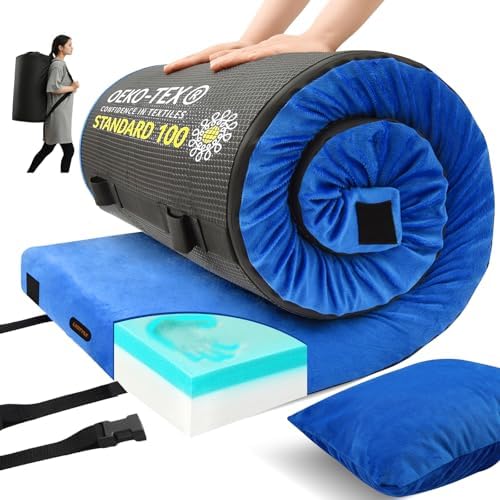 Lxotvae Memory Foam Camping Mattress Pad with Waterproof and Non-Slip Bottom