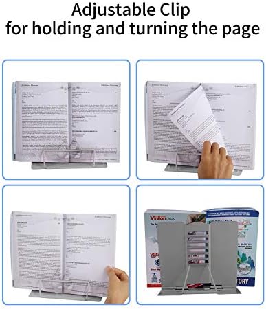 Blizzow Adjustable Metal Book Stand - Foldable Durable Grey