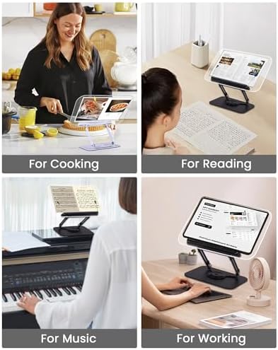 ASIEIT Book Stand 360 Swivel Height Adjustable Foldable Portable