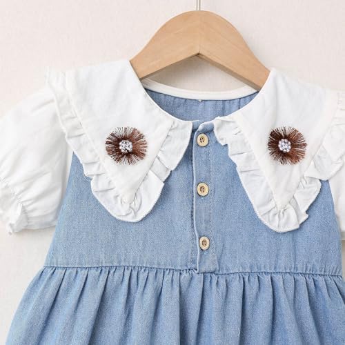Toddler Girls Denim Puff Sleeve Summer Party Dress
