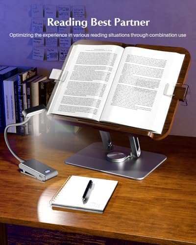 EWX Adjustable Book Stand with 360 Rotatable Light