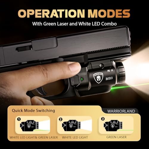 WARRIORLAND MB3 Compact Pistol Light with Green Laser LED