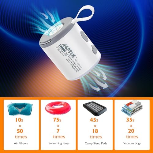 AGPTEK Portable Air Pump with LED Light and Magnet