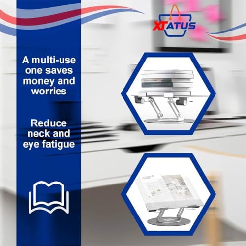 XTATUS Book Stand Adjustable 360 Rotating Foldable Design