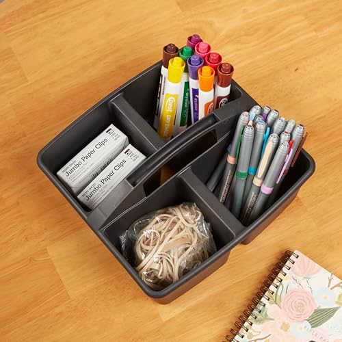 ECR4Kids 4-Compartment Caddy Set Black 6-Pack