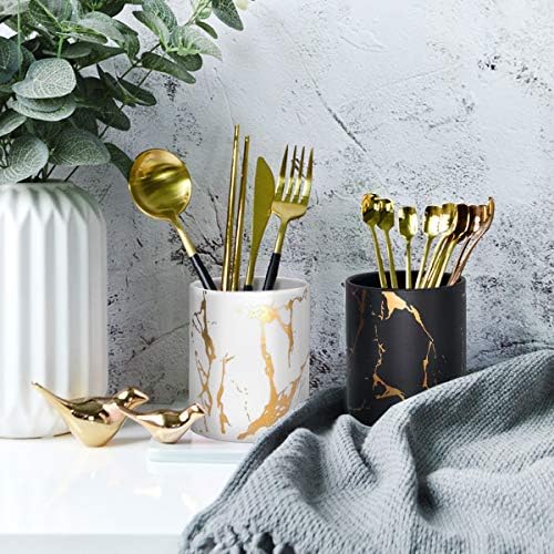 WAVEYU Marble Pencil Holder for Girls Desk