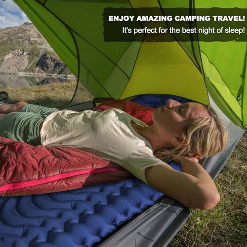 MEETPEAK 4 Inch Thick Inflatable Camping Sleeping Mat with Pillow