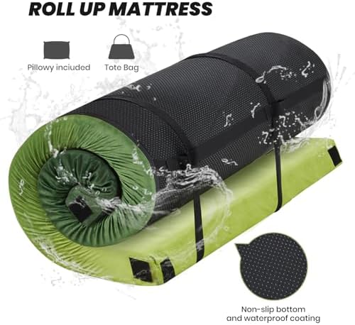 BUPPLEE Memory Foam Camping Pad with Pillow Travel Bag