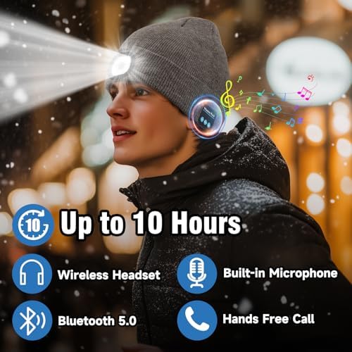 Rotibox Bluetooth Beanie with LED Light and Headphones