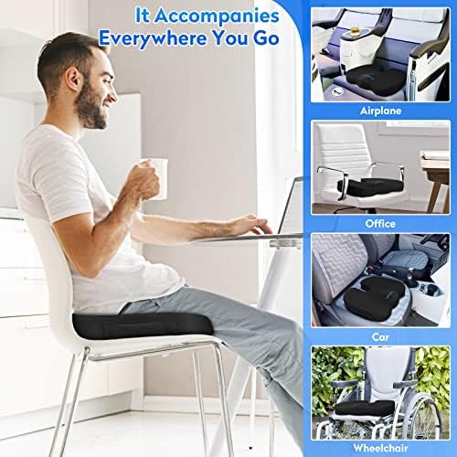 CushZone Ergonomic Memory Foam Seat Cushion - Black