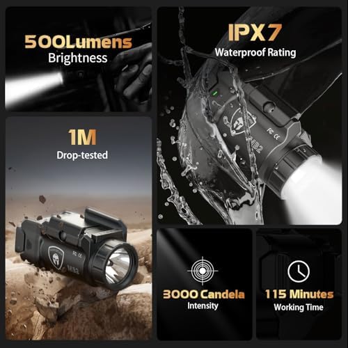 WARRIORLAND MB2 Universal Tactical Flashlight for 60 Handguns