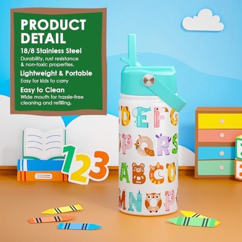 SANDJEST 12oz Insulated Water Bottle for Kids