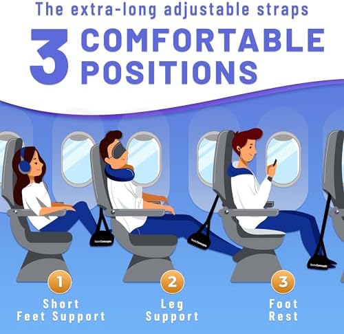 Memory Foam Airplane Foot Hammock - Adjustable Travel Foot Rest