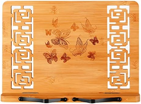 MEGREZ Bamboo Book Stand with Butterfly Design 1