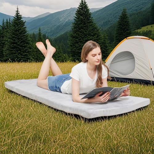 TokSay Memory Foam Camping Mattress - Portable Roll Up Sleeping Pad with Waterproof Cover and Travel Bag