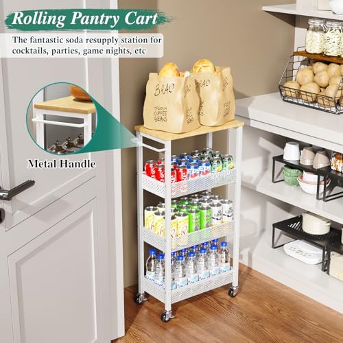 OKZEST 4-Tier Slim Storage Cart for Small Spaces