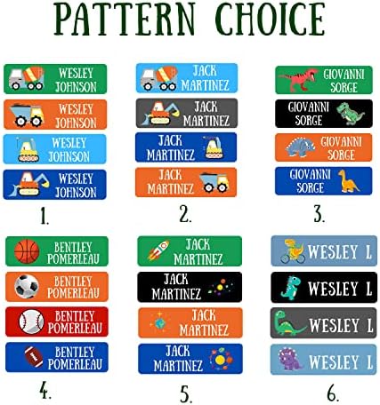 128 Waterproof Dishwasher Safe Kid Name Labels with Cute Pattern 4