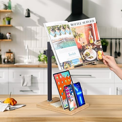 Wishacc Adjustable Book Stand with Pad and Phone Slot 1