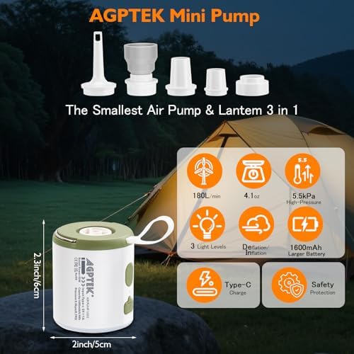 AGPTEK Portable Air Pump with LED Light and Magnet