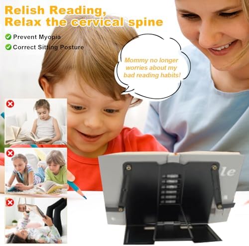 2 Pack Adjustable Metal Book Stand with Page Clips