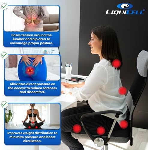 ERGO21 LiquiCell Coccyx Cushion for Tailbone Pain Relief