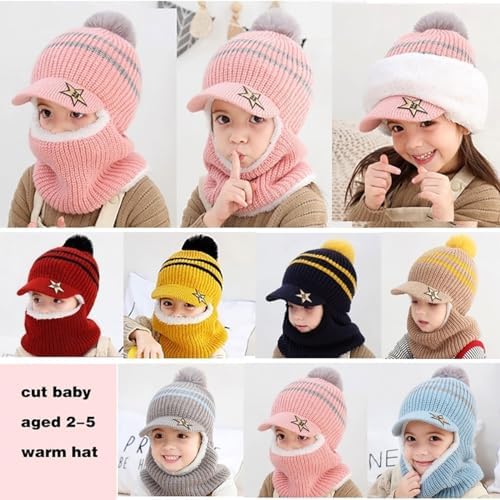 ECYC Winter Kids Balaclava - Warm Knit Hat with Hooded Scarf