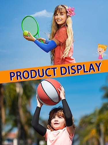 Newcotte 12 Pairs Kids Arm Sleeves for Sports and UV Protection