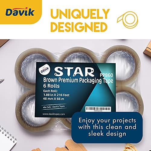 Davik Premium Packing Tape 6-Pack 216-Foot 188-Inch Brown Shipping Tape