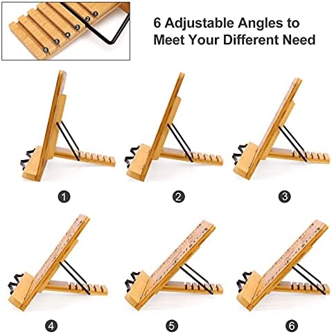 MEGREZ Bamboo Book Stand Foldable with 6 Height Adjustments 1