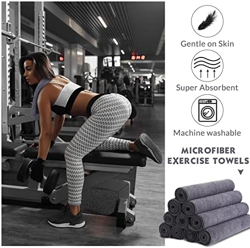 Handepo 12 Pcs Microfiber Gym Workout Towels 360 GSM