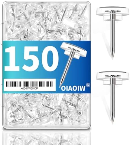 150 PCS Clear Push Pins in Reusable Box for Walls