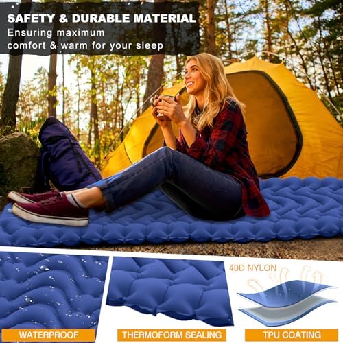 MEETPEAK 4 Inch Thick Inflatable Camping Sleeping Mat with Pillow