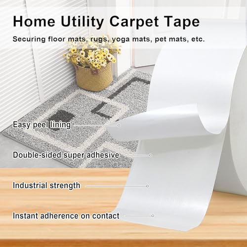 BOMEI PACK Carpet Tape 3 x 30 Yards Residue-Free Double Sided