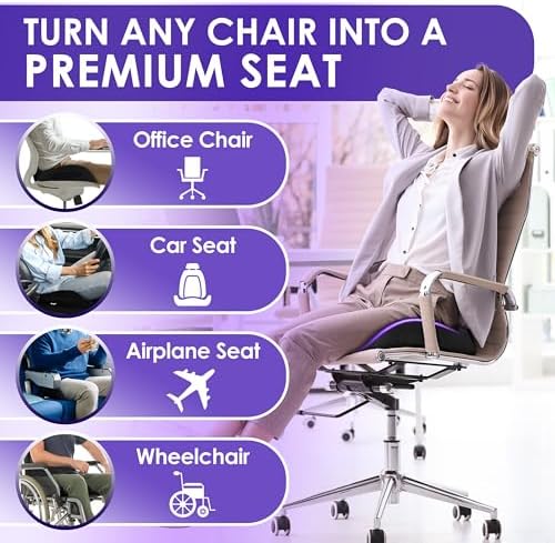 X Large Memory Foam Seat Cushion for Back Pain Relief