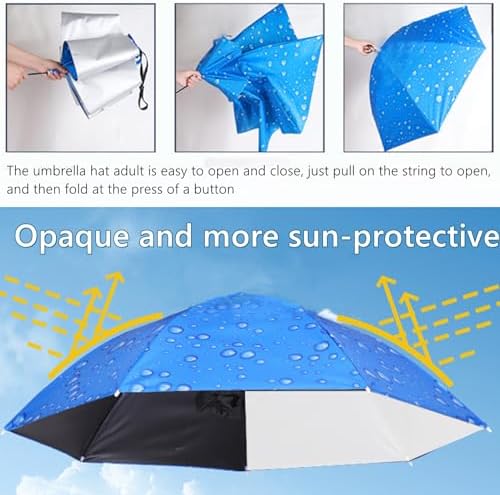 2 PCS Folding Adjustable Umbrella Hat for Adults