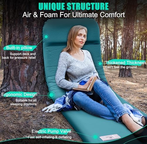 Self Inflating Sleeping Pad with Electric Pump and Pillow