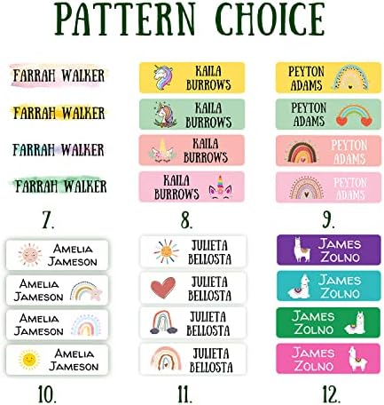 128 Waterproof Dishwasher Safe Kid Name Labels with Cute Pattern 4