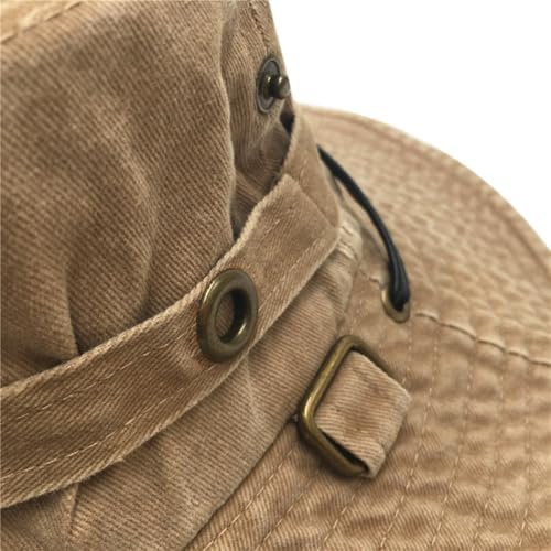 Casual Bucket Boonie Hat with Windproof Rope for Fishing Hiking