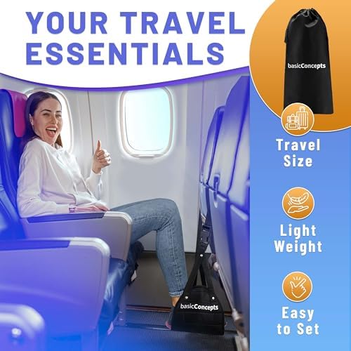 Memory Foam Airplane Foot Hammock - Adjustable Travel Foot Rest