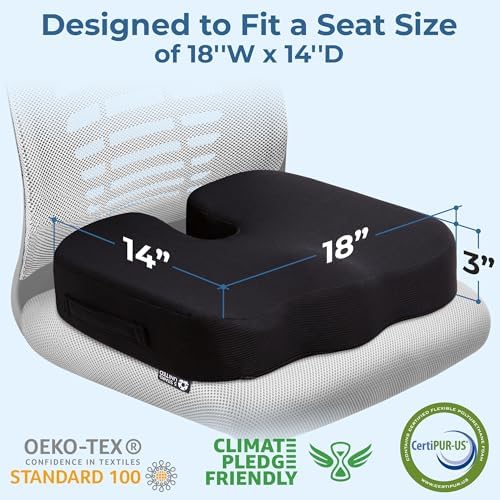5 STARS UNITED Seat Cushion for Tailbone Pain Relief Black