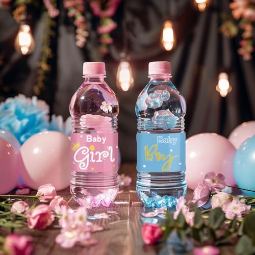 30 Sheets Baby Boy Water Bottle Labels Blue Waterproof Durable