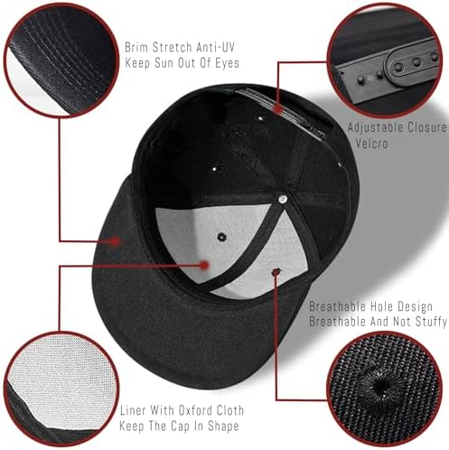 Tijeyi Adjustable Black Snapback Hat for Men