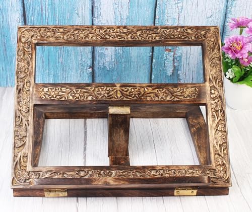 Adjustable Wooden Book Stand for Bible Quran Gita Prayer Display 1
