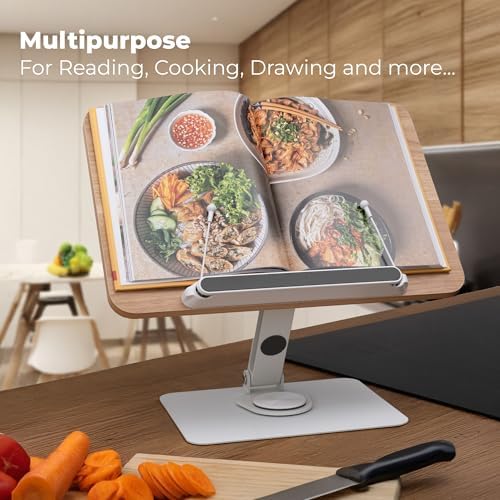 Adjustable Book Stand with 360 Rotating Base