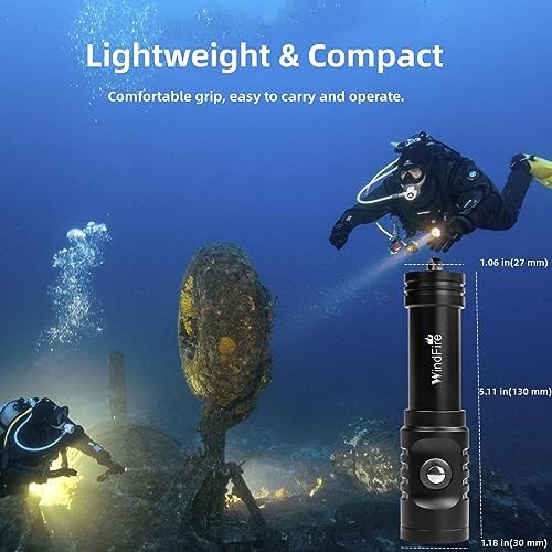 WINDFIRE Diving Light Headlamp with 3 Modes Waterproof 80m Flashlight