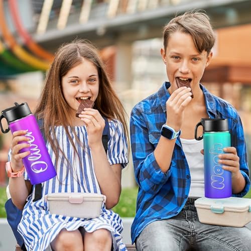 Personalized Insulated Water Bottle for Kids 18oz Stainless Steel with Straw Lid