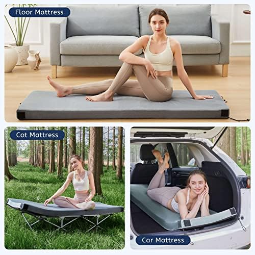HomeMate Memory Foam Camping Mattress Pad 3 Inch Roll Up