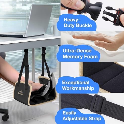 Portable Airplane Foot Hammock with Memory Foam - Beswalt Black